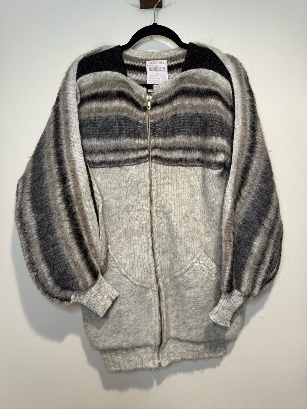 Lord Jeff Mohair Icelandic Baggy Shag Cardigan vintage size large - Picture 6 of 6